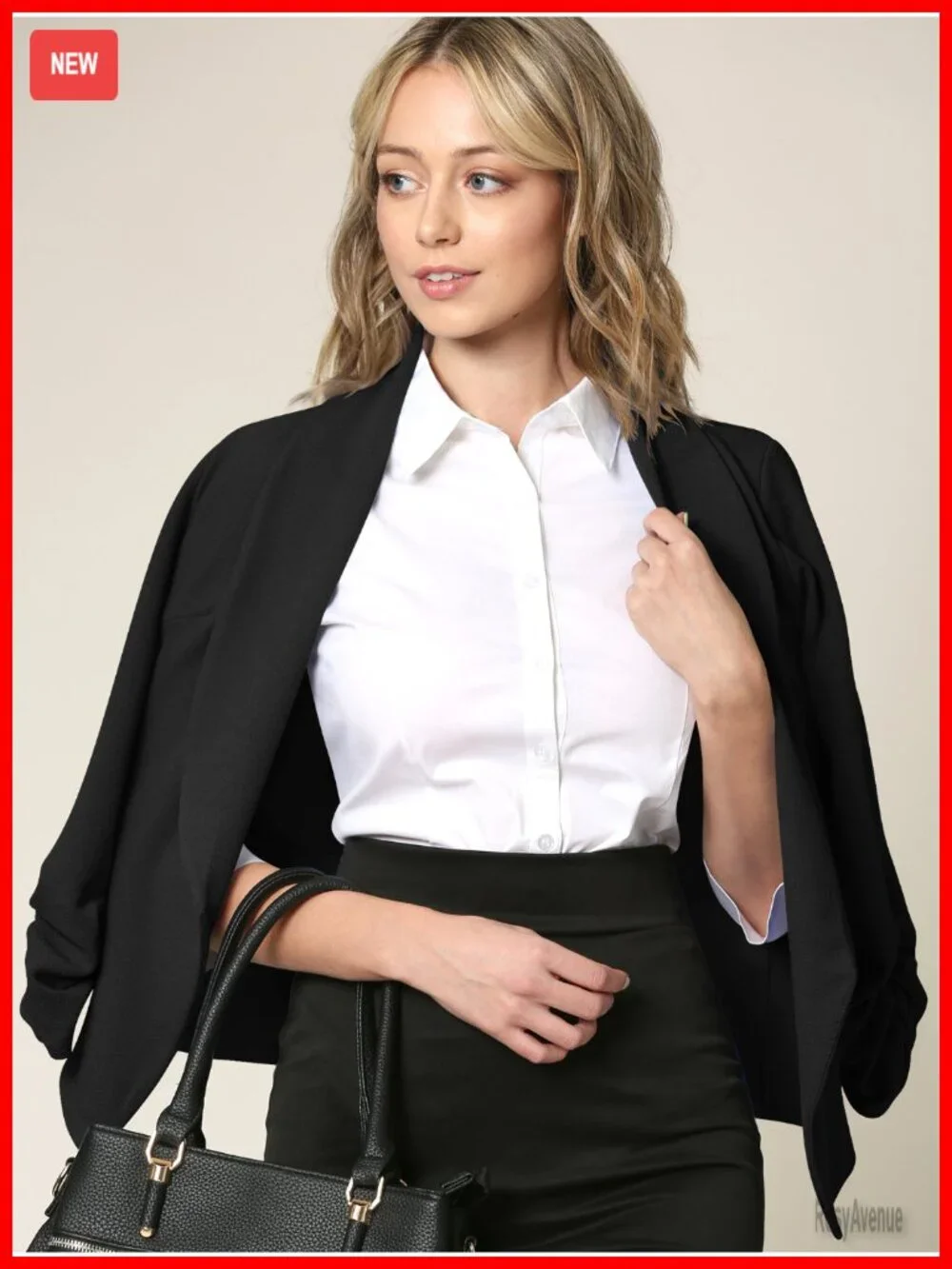 Open Front Blazer Cardigan Jacket 3/4 Sleeve Work Office